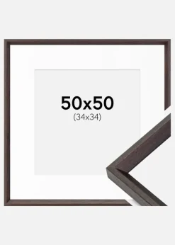Ramme Globe Espresso 50x50 cm - Passepartout Hvid 35x35 cm