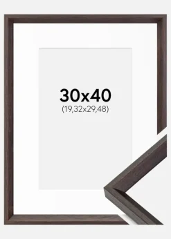 Ramme Globe Espresso 30x40 cm - Passepartout Hvid 8x12 inches