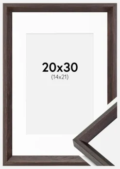 Ramme Globe Espresso 20x30 cm - Passepartout Hvid 15x22 cm