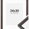 Ramme Globe Espresso 24x30 cm - Passepartout Hvid 7x9 inches