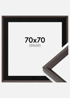 Ramme Globe Espresso 70x70 cm - Passepartout Sort 60x60 cm