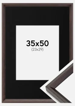 Ramme Globe Espresso 35x50 cm - Passepartout Sort 24x30 cm