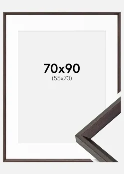 Ramme Globe Espresso 70x90 cm - Passepartout Hvid 56x71 cm