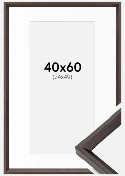 Ramme Globe Espresso 40x60 cm - Passepartout Hvid 25x50 cm