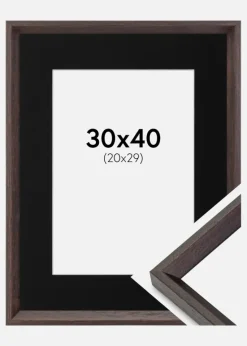 Ramme Globe Espresso 30x40 cm - Passepartout Sort 21x30 cm