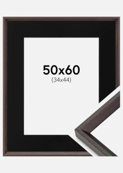 Ramme Globe Espresso 50x60 cm - Passepartout Sort 35x45 cm
