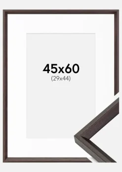Ramme Globe Espresso 45x60 cm - Passepartout Hvid 30x45 cm