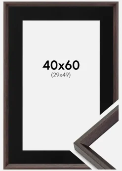 Ramme Globe Espresso 40x60 cm - Passepartout Sort 30x50 cm