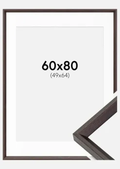 Ramme Globe Espresso 60x80 cm - Passepartout Hvid 50x65 cm