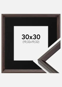 Ramme Globe Espresso 30x30 cm - Passepartout Sort 8x8 inches