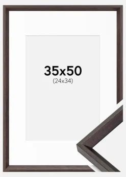 Ramme Globe Espresso 35x50 cm - Passepartout Hvid 25x35 cm