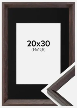 Ramme Globe Espresso 20x30 cm - Passepartout Sort 15x21 cm (A5)