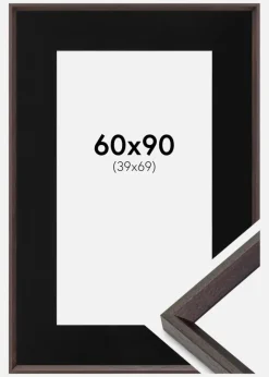 Ramme Globe Espresso 60x90 cm - Passepartout Sort 40x70 cm