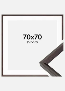 Ramme Globe Espresso 70x70 cm - Passepartout Hvid 60x60 cm