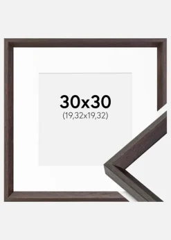Ramme Globe Espresso 30x30 cm - Passepartout Hvid 8x8 inches