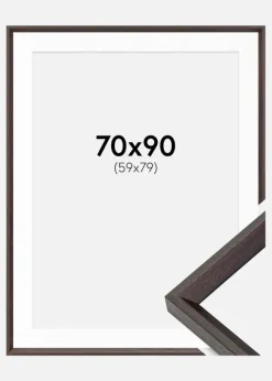 Ramme Globe Espresso 70x90 cm - Passepartout Hvid 60x80 cm