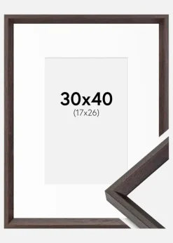 Ramme Globe Espresso 30x40 cm - Passepartout Hvid 18x27 cm