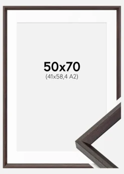 Ramme Globe Espresso 50x70 cm - Passepartout Hvid 42x59,4 cm (A2)