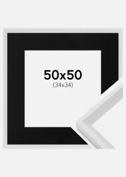 Ramme Globe Hvid 50x50 cm - Passepartout Sort 35x35 cm
