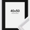 Ramme Globe Hvid 40x50 cm - Passepartout Sort 12x16 inches