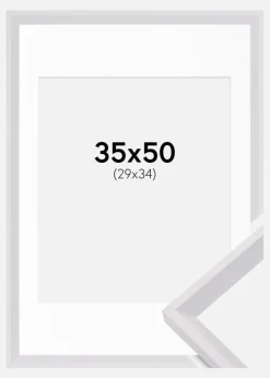 Ramme Globe Hvid 35x50 cm - Passepartout Hvid 30x35 cm