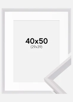 Ramme Globe Hvid 40x50 cm - Passepartout Hvid 30x40 cm