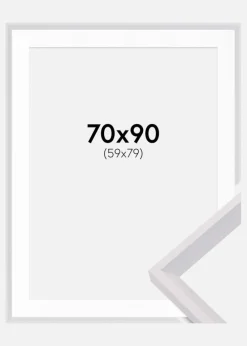 Ramme Globe Hvid 70x90 cm - Passepartout Hvid 60x80 cm