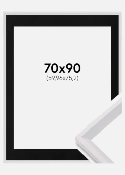 Ramme Globe Hvid 70x90 cm - Passepartout Sort 24x30 inches