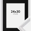 Ramme Globe Hvid 24x30 cm - Passepartout Sort 18x24 cm