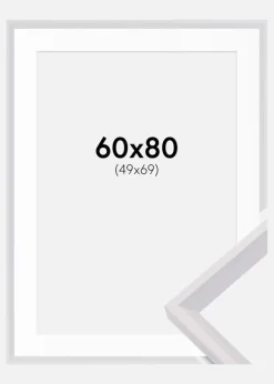 Ramme Globe Hvid 60x80 cm - Passepartout Hvid 50x70 cm