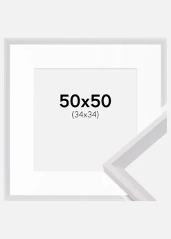 Ramme Globe Hvid 50x50 cm - Passepartout Hvid 35x35 cm