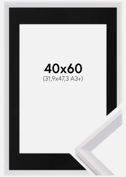 Ramme Globe Hvid 40x60 cm - Passepartout Sort 32,9x48,3 cm (A3+)