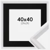 Ramme Globe Hvid 40x40 cm - Passepartout Sort 30x30 cm