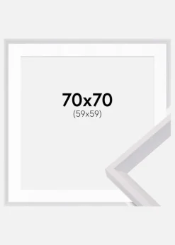 Ramme Globe Hvid 70x70 cm - Passepartout Hvid 60x60 cm