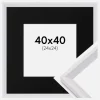 Ramme Globe Hvid 40x40 cm - Passepartout Sort 25x25 cm