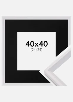 Ramme Globe Hvid 40x40 cm - Passepartout Sort 25x25 cm