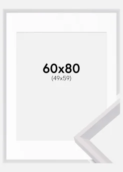 Ramme Globe Hvid 60x80 cm - Passepartout Hvid 50x60 cm