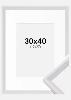 Ramme Globe Hvid 30x40 cm - Passepartout Hvid 20x28 cm