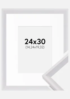 Ramme Globe Hvid 24x30 cm - Passepartout Hvid 6x8 inches