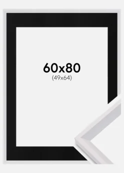 Ramme Globe Hvid 60x80 cm - Passepartout Sort 50x65 cm