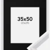 Ramme Globe Hvid 35x50 cm - Passepartout Sort 24x30 cm