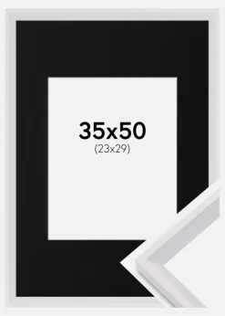 Ramme Globe Hvid 35x50 cm - Passepartout Sort 24x30 cm