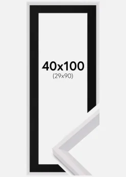Ramme Globe Hvid 40x100 cm - Passepartout Sort 30x91 cm