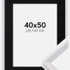 Ramme Globe Hvid 40x50 cm - Passepartout Sort 29,7x42 cm (A3)
