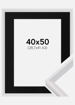 Ramme Globe Hvid 40x50 cm - Passepartout Sort 29,7x42 cm (A3)