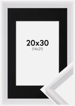 Ramme Globe Hvid 20x30 cm - Passepartout Sort 15x22 cm