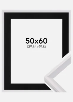 Ramme Globe Hvid 50x60 cm - Passepartout Sort 16x20 inches