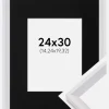 Ramme Globe Hvid 24x30 cm - Passepartout Sort 6x8 inches