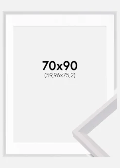 Ramme Globe Hvid 70x90 cm - Passepartout Hvid 24x30 inches