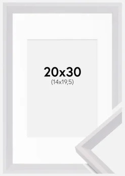 Ramme Globe Hvid 20x30 cm - Passepartout Hvid 15x21 cm (A5)
